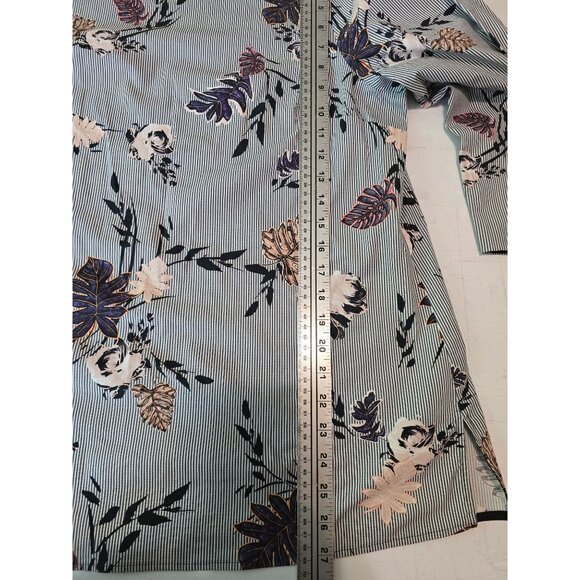 Lafayette 148 Floral Stripe Blouse Womens 16 Blue Multicolor 3/4 Sleeve Career - Picture 6 of 6